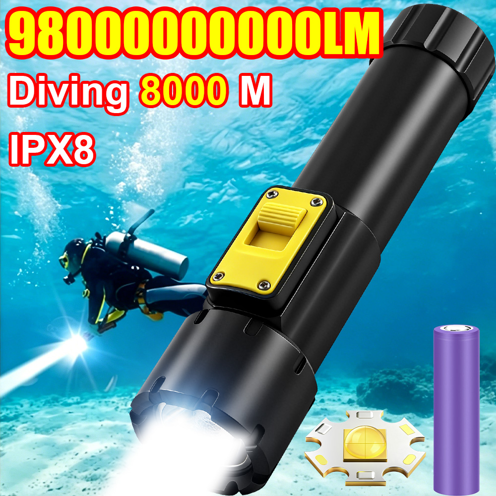 Underwater Flashlight - NEW 98000000000LM Powerful XHP360 Diving Flashlight