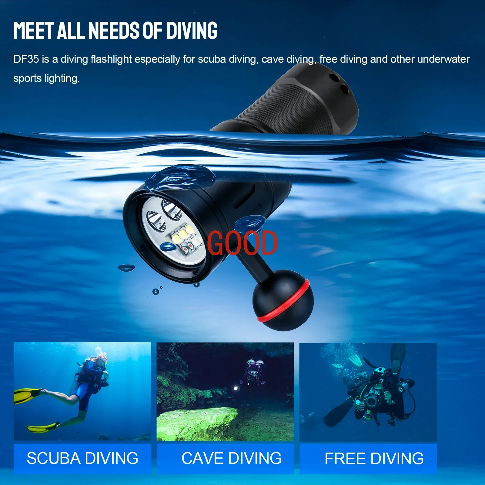 Trustfire DF35 Diving Flashlig - Underwater Flashlight 评论和价格